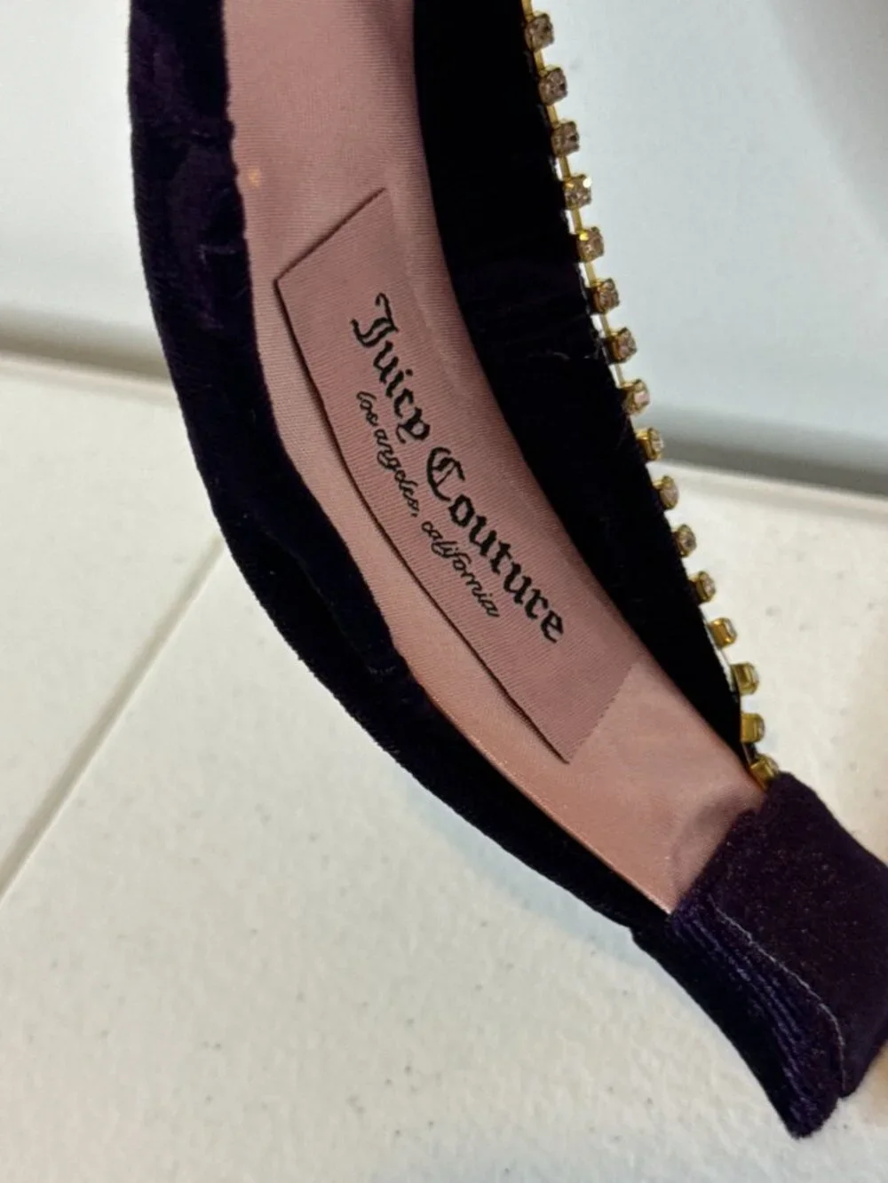Juicy Couture Purple Velvet Rhinestone Knotted Headband New